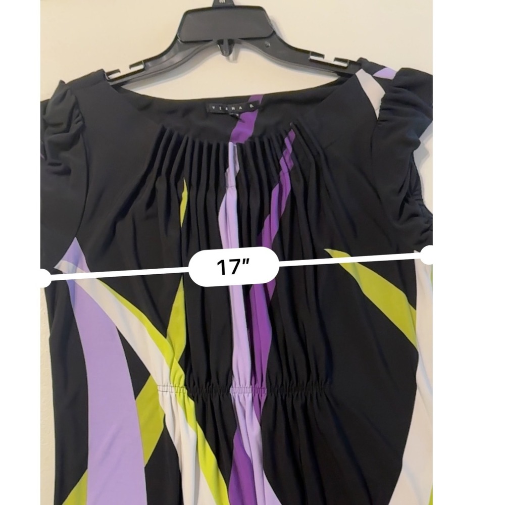 Tiana B Women's Geometric Print Dress Black Purple Green White Size M - Picture 10 of 13
